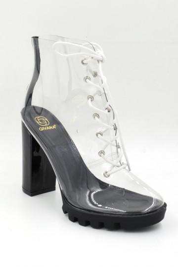 Transparent heeled boots