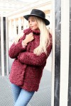 Mid-length burgundy coat