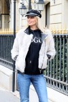 Faux fur and black leather jacket