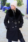 Black faux fur lined trench coat