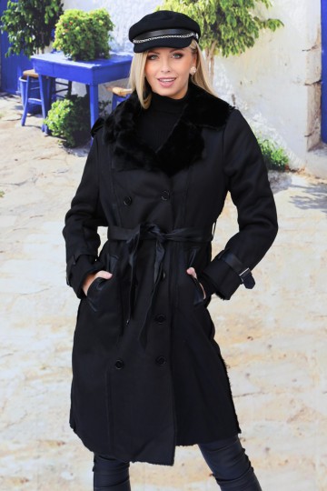 Black interior fur coat.