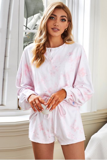 Pyjama type short Tie & Dye rose