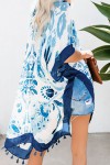 Kimono style bohemian bleu