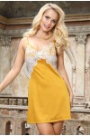 Yellow nightie with white lace on the chest