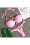 Bikini rose avec bijoux de corp