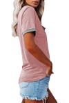 Tee-shirt rose bordure grise