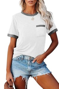 Camiseta blanca con borde gris