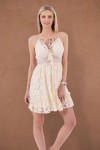 Cream lace dress.