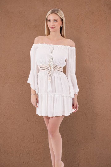 White bardot dress.
