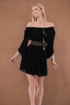 Black bardot dress.
