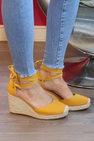 Yellow wedge sandals
