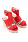 Red Wedge Heeled Sandals