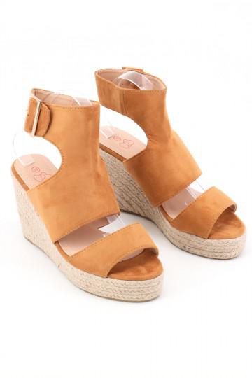Camel wedge heeled sandals