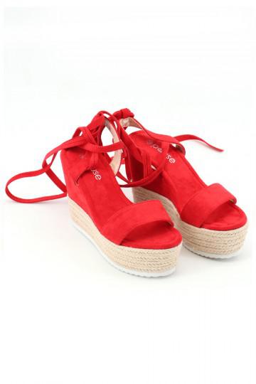 Sandales à talons compensés rouges