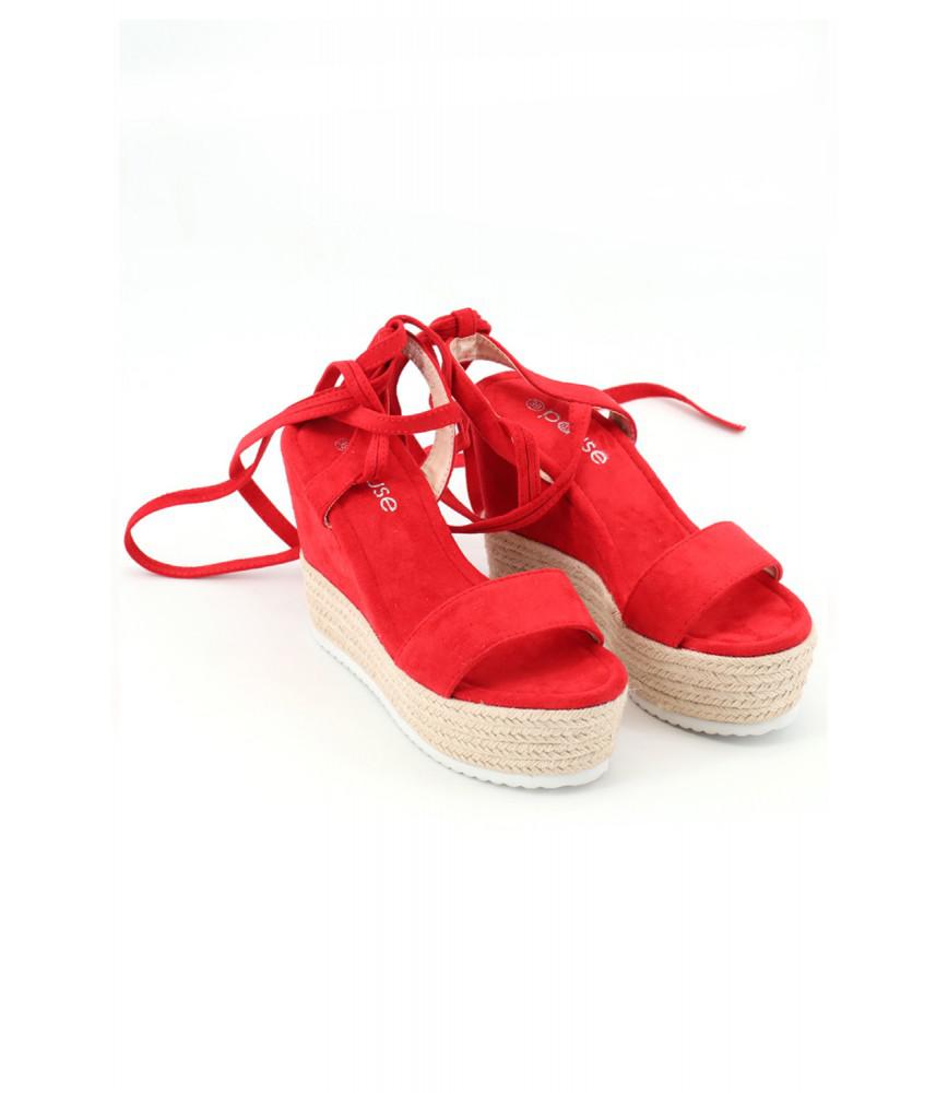 Sandales à talons compensés rouges - SARL G2TO