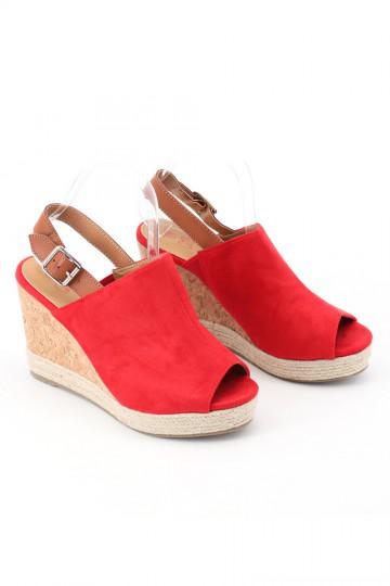 Red wedge sandals
