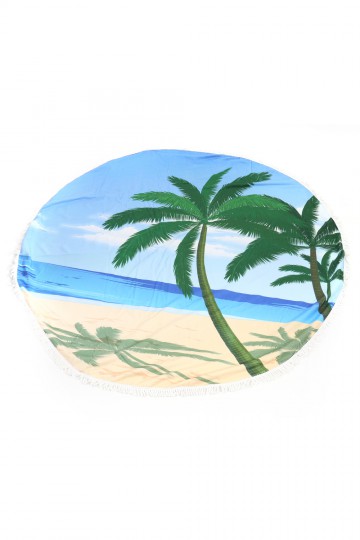 Toalla de playa redonda de palmera.