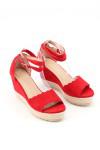 Red Wedge Heeled Sandals