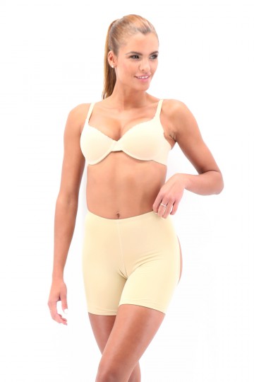 Short effet remonte-fesses beige