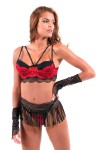 Exotic red and black lingerie set