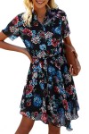 Short navy blue floral dress
