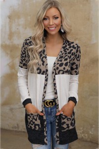 Leopard cardigan with pockets