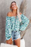 Blouse turquoise manches longues