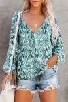 Blouse turquoise manches longues