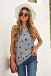 Star print knitted tank top, gray