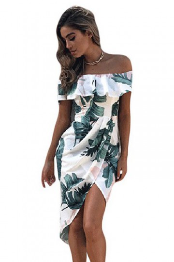 Multicolored tropical beach dress.