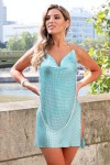 Robe en maille turquoise avec chaines