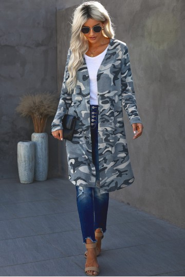 Gilet long camouflage gris taille