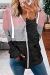 Pink gray and black hooded jacket