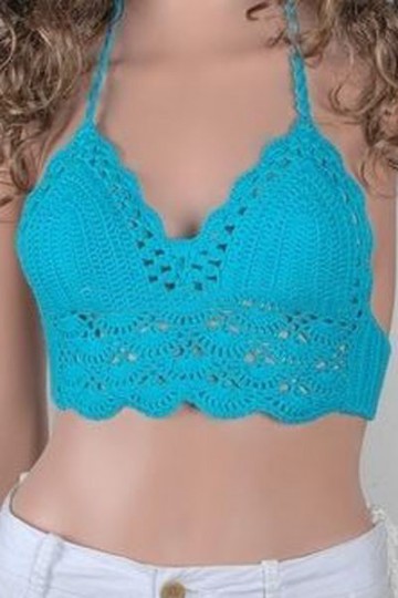 Turquoise crochet top