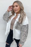 Veste en jean blanche imprimé léopard