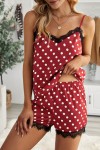 Red pajamas with white polka dots