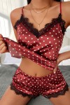Red pajamas with white polka dots