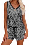 Pijama corto de leopardo gris