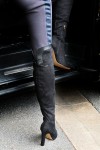 Black heeled thigh high boots