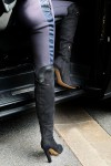 Black heeled thigh high boots