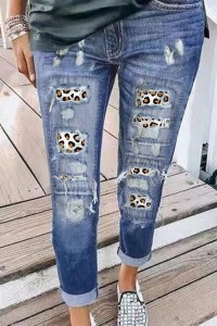 Leopard print jeans