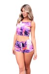 Pyjashort effet velours motif Tie & Dye violet - boutique en ligne de lingerie sexy