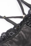Sexy lace and black leather effect set