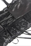 Sexy lace and black leather effect set