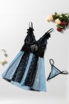 Babydoll in blue veil and black lace