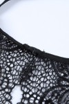 Black bodysuit with crochet belly insert
