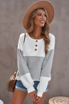 White and gray striped sweater