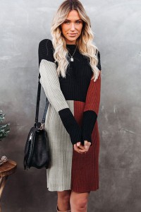 Multicolored knit sweater dress