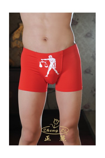 Red Lycra boxer shorts