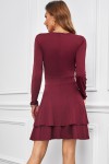 Long-sleeved burgundy dress